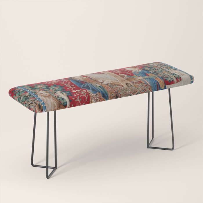 Lady and Unicorn Medieval Tapestry Hearing Bench Gallery Image 1