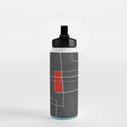 Dark Gray Colorful Shapes White Lines Artwork Water Bottle Gallery Image 2