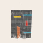 Dark Gray Colorful Shapes White Lines Artwork Wall Hanging Gallery Image 1