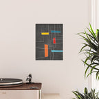 Dark Gray Colorful Shapes White Lines Artwork Poster Gallery Image 2