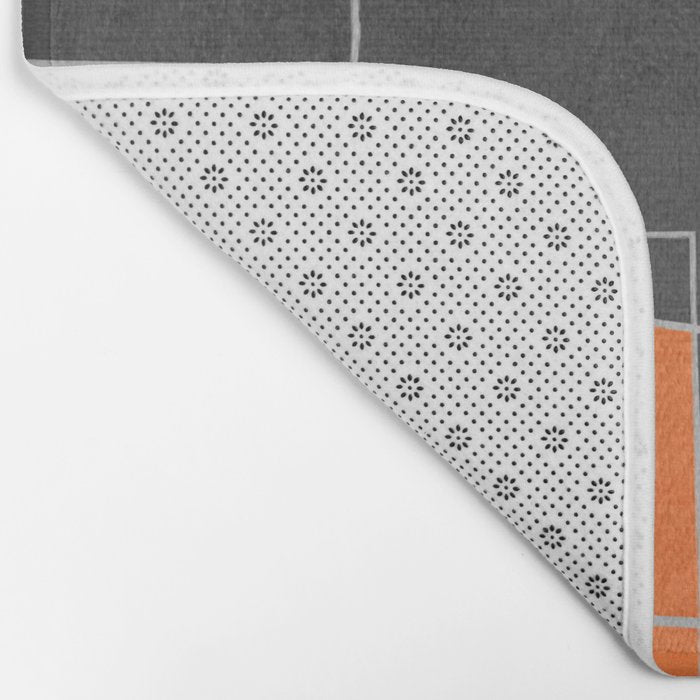 Dark Gray Colorful Shapes White Lines Artwork Bath Mat Gallery Image 2