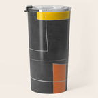 Dark Gray Colorful Shapes White Lines Artwork Travel Mug Gallery Image 3