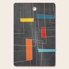 Dark Gray Colorful Shapes White Lines Artwork Cutting Board Gallery Image 1