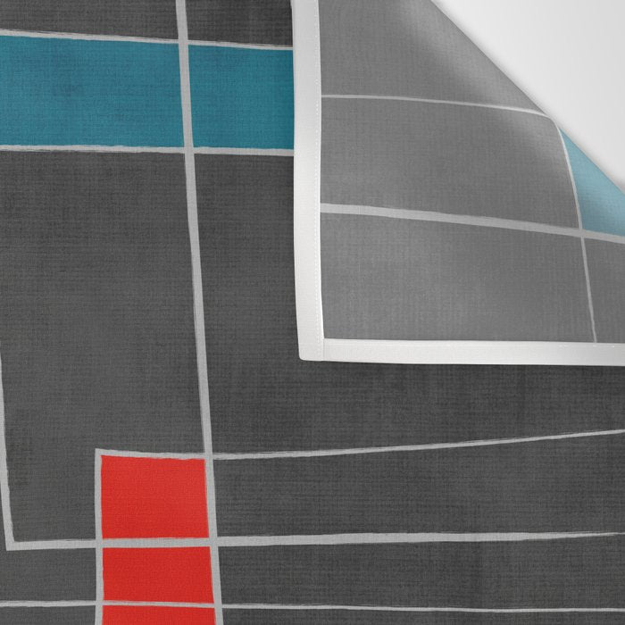 Dark Gray Colorful Shapes White Lines Artwork Wall Tapestry Gallery Image 3