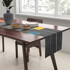 Dark Gray Colorful Shapes White Lines Artwork Table Runner Gallery Image 2