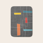 Dark Gray Colorful Shapes White Lines Artwork Bath Mat Gallery Image 1