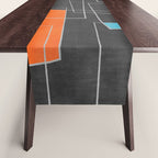 Dark Gray Colorful Shapes White Lines Artwork Table Runner Gallery Image 1