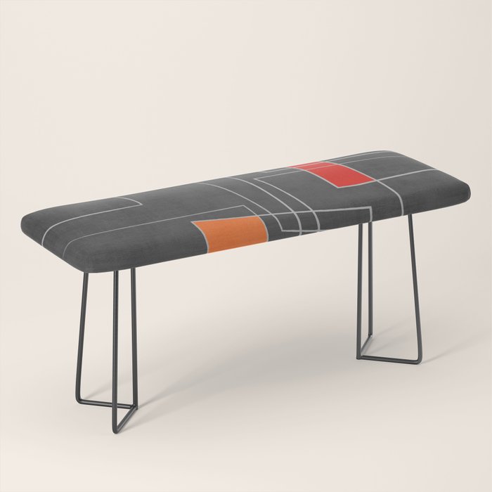 Dark Gray Colorful Shapes White Lines Artwork Bench Gallery Image 1