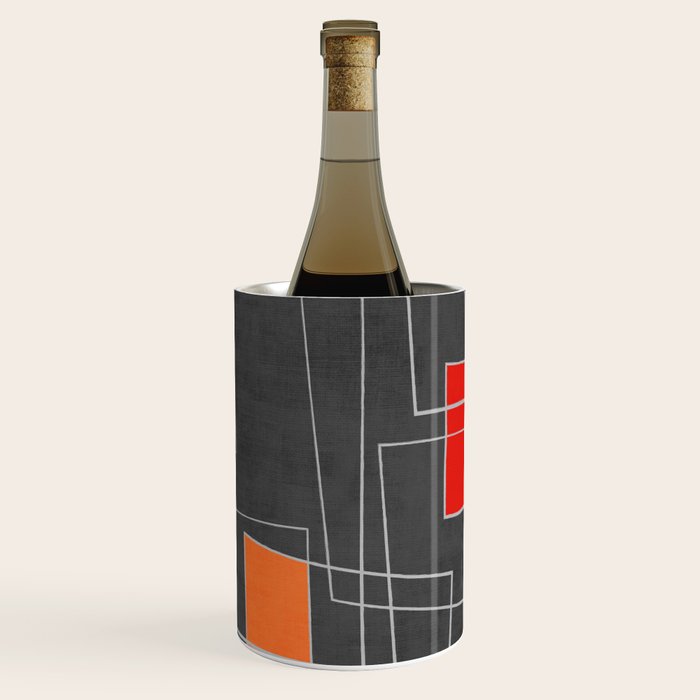 Dark Gray Colorful Shapes White Lines Artwork Wine Chiller Gallery Image 1