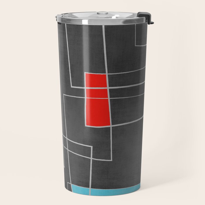 Dark Gray Colorful Shapes White Lines Artwork Travel Mug Gallery Image 2
