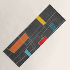 Dark Gray Colorful Shapes White Lines Artwork Yoga Mat Gallery Image 1