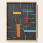Dark Gray Colorful Shapes White Lines Artwork Serving Tray Gallery Image 1