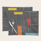 Dark Gray Colorful Shapes White Lines Artwork Placemat Gallery Image 1