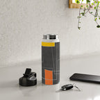 Dark Gray Colorful Shapes White Lines Artwork Water Bottle Gallery Image 4