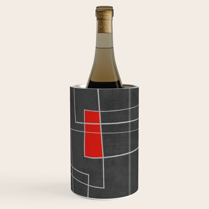 Dark Gray Colorful Shapes White Lines Artwork Wine Chiller Gallery Image 3