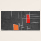 Dark Gray Colorful Shapes White Lines Artwork Desk Mat Gallery Image 3