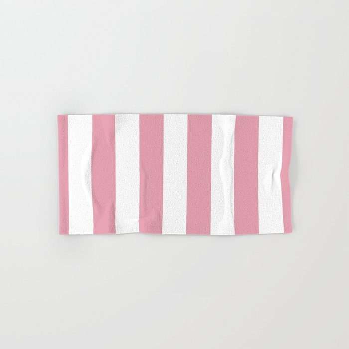 Rich Velvet Pink Rose and White Cabana Stripes Bath Towel Gallery Image 1