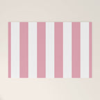 Rich Velvet Pink Rose and White Cabana Stripes Welcome Mat Gallery Image 1