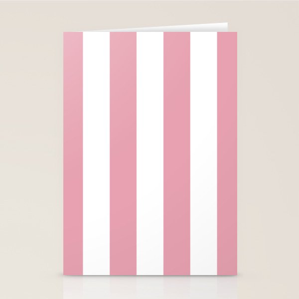 Rich Velvet Pink Rose and White Cabana Stripes Stationery Card Gallery Image 1