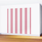 Rich Velvet Pink Rose and White Cabana Stripes Wall Mural Gallery Image 2