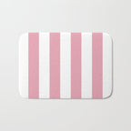 Rich Velvet Pink Rose and White Cabana Stripes Bath Mat Gallery Image 1