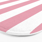 Rich Velvet Pink Rose and White Cabana Stripes Bath Mat Gallery Image 3
