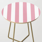 Rich Velvet Pink Rose and White Cabana Stripes Side Table Gallery Image 2