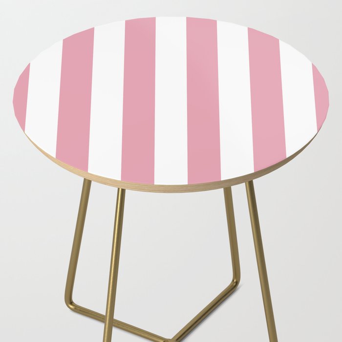 Rich Velvet Pink Rose and White Cabana Stripes Side Table Gallery Image 2