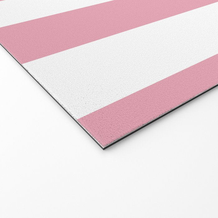Rich Velvet Pink Rose and White Cabana Stripes Welcome Mat Gallery Image 2