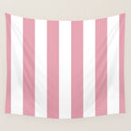 Rich Velvet Pink Rose and White Cabana Stripes Wall Tapestry Gallery Image 4