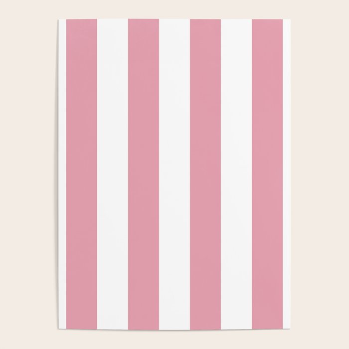 Rich Velvet Pink Rose and White Cabana Stripes Poster Gallery Image 4