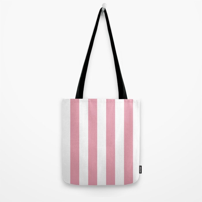 Rich Velvet Pink Rose and White Cabana Stripes Tote Bag Gallery Image 2