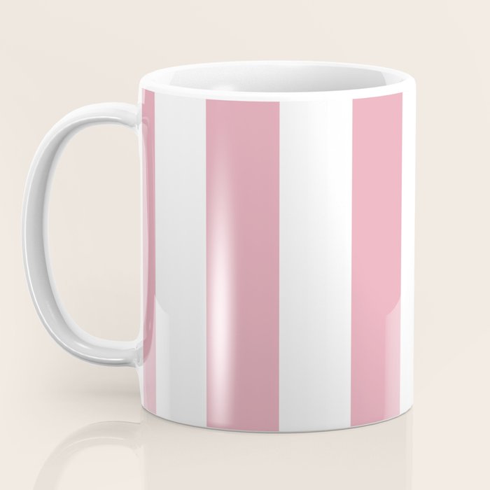 Rich Velvet Pink Rose and White Cabana Stripes Coffee Mug Gallery Image 3
