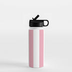Rich Velvet Pink Rose and White Cabana Stripes Water Bottle Gallery Image 1