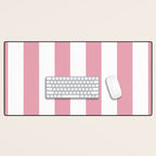 Rich Velvet Pink Rose and White Cabana Stripes Desk Mat Gallery Image 1