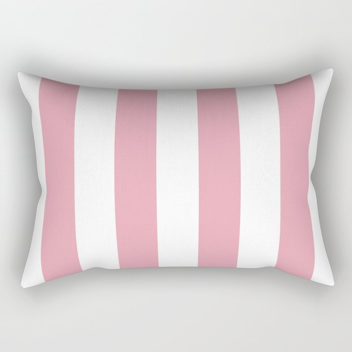 Rich Velvet Pink Rose and White Cabana Stripes Rectangular Pillow Gallery Image 1