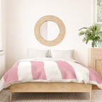 Rich Velvet Pink Rose and White Cabana Stripes Duvet Cover Gallery Image 3