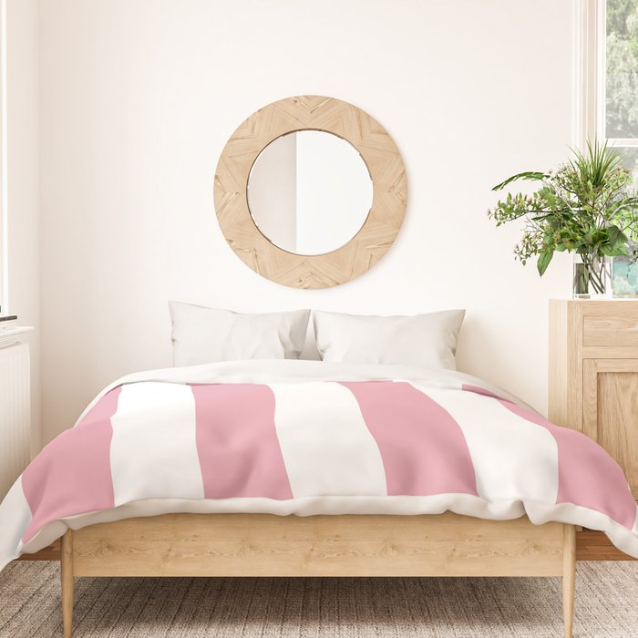 Rich Velvet Pink Rose and White Cabana Stripes Duvet Cover Gallery Image 3