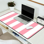 Rich Velvet Pink Rose and White Cabana Stripes Desk Mat Gallery Image 2
