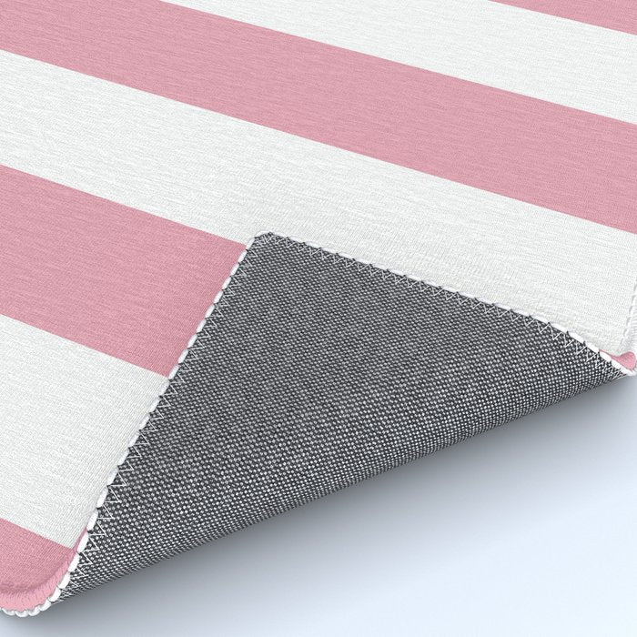 Rich Velvet Pink Rose and White Cabana Stripes Rug Gallery Image 4
