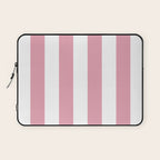 Rich Velvet Pink Rose and White Cabana Stripes Laptop Sleeve Gallery Image 1