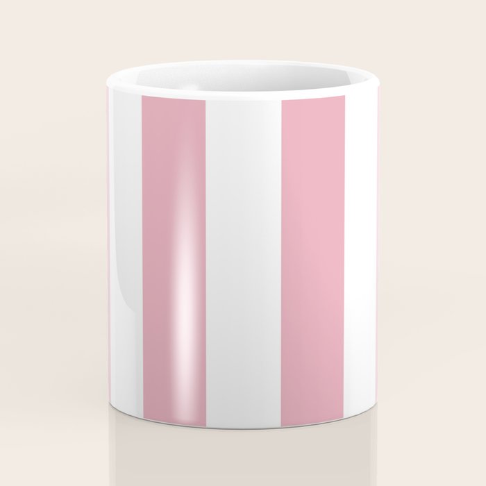 Rich Velvet Pink Rose and White Cabana Stripes Coffee Mug Gallery Image 4