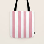 Rich Velvet Pink Rose and White Cabana Stripes Tote Bag Gallery Image 1