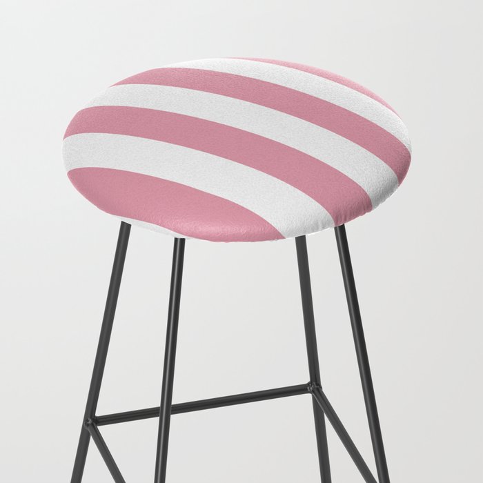 Rich Velvet Pink Rose and White Cabana Stripes Stool Gallery Image 2