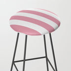 Rich Velvet Pink Rose and White Cabana Stripes Stool Gallery Image 2