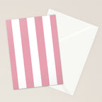 Rich Velvet Pink Rose and White Cabana Stripes Stationery Card Gallery Image 2