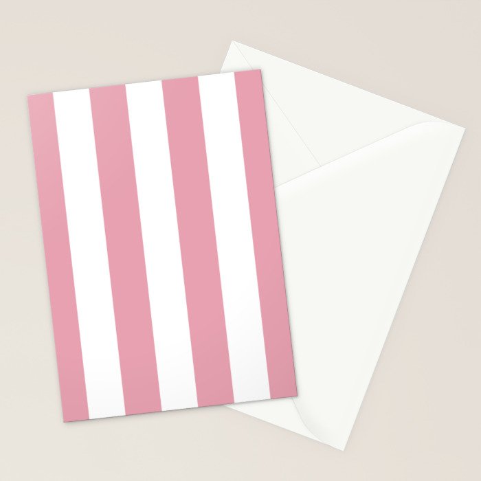 Rich Velvet Pink Rose and White Cabana Stripes Stationery Card Gallery Image 2