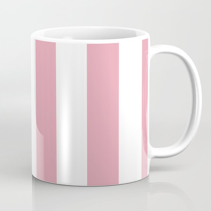 Rich Velvet Pink Rose and White Cabana Stripes Coffee Mug Gallery Image 1