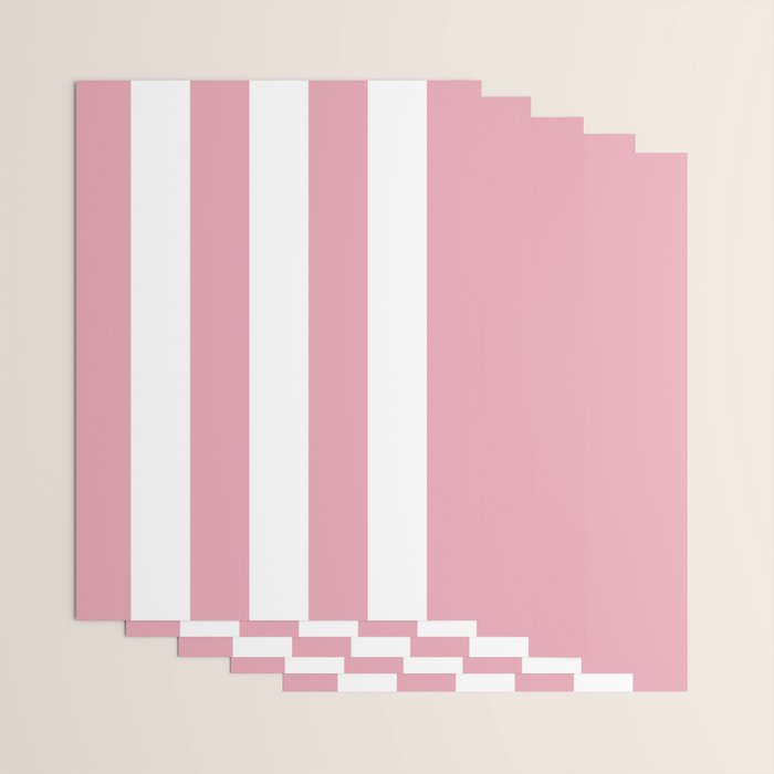 Rich Velvet Pink Rose and White Cabana Stripes Wrapping Paper Gallery Image 3