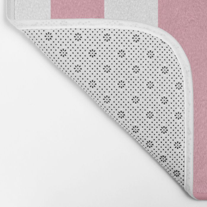Rich Velvet Pink Rose and White Cabana Stripes Bath Mat Gallery Image 2